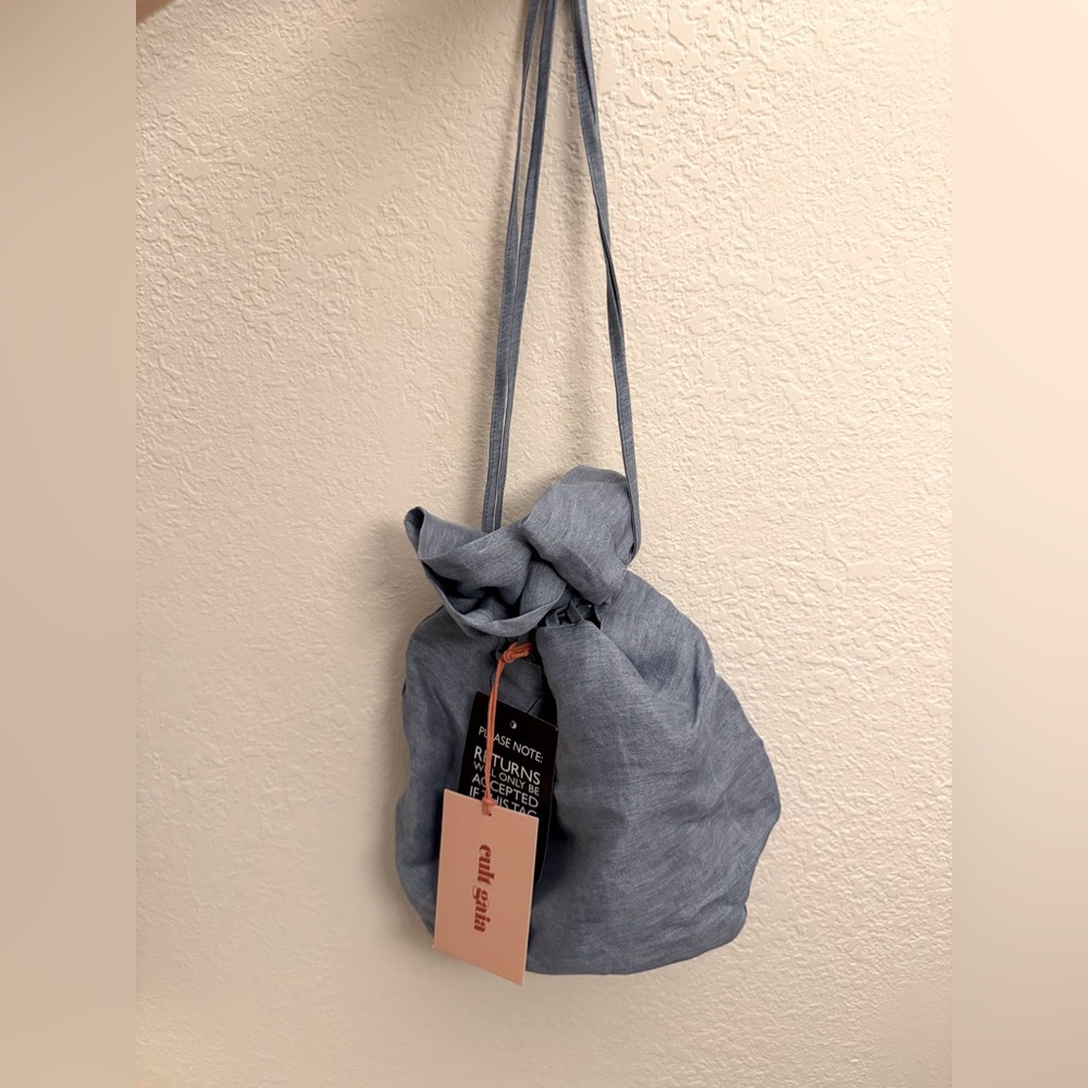 CULT GAIA Poppy Lattice-Trimmed Linen and Silk-Blend Pouch